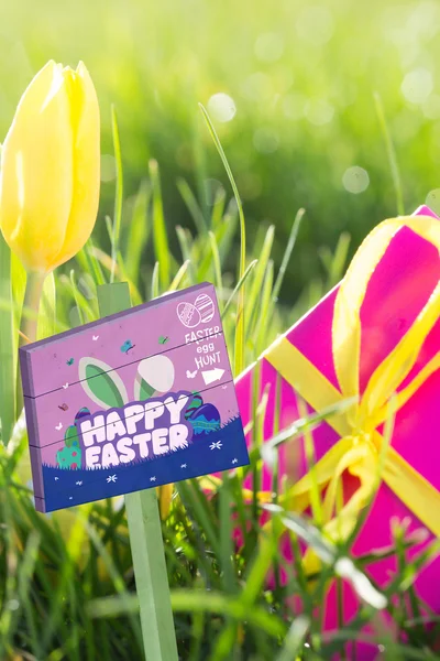 Easter egg hunt sign — Stock Photo, Image