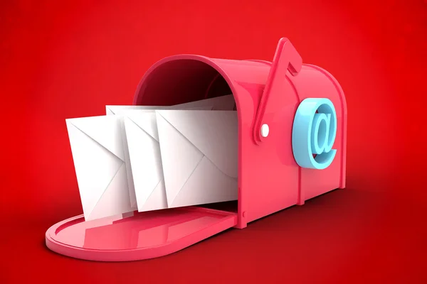 复合图像的红色电子邮件邮箱 — 图库照片