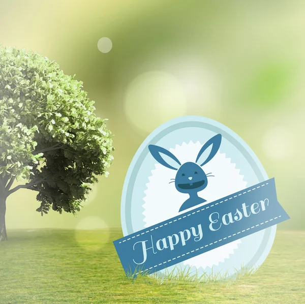 Happy Easter greeting against glowing sky — Stock Photo, Image