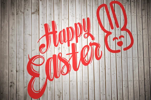 Happy easter against wooden planks — Stock Photo, Image