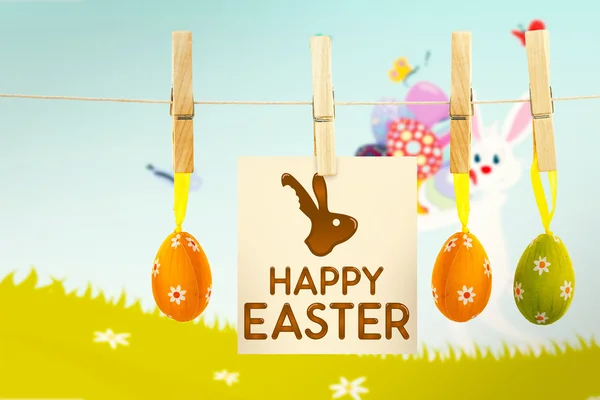 Happy easter afbeelding tegen bunny met eieren — Stockfoto