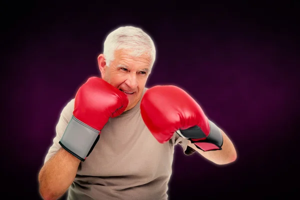 Determined senior boxer — Stock Photo, Image