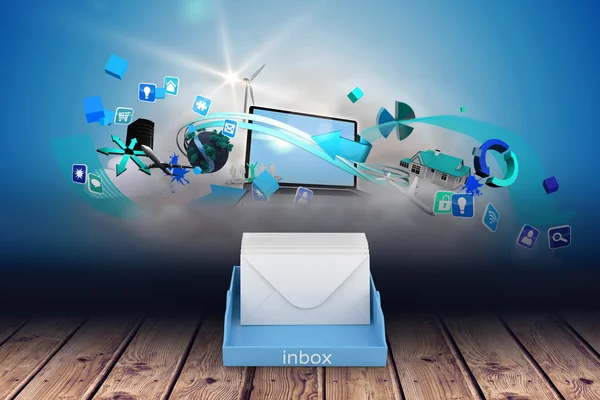 Composite image of blue inbox — Stock Photo, Image