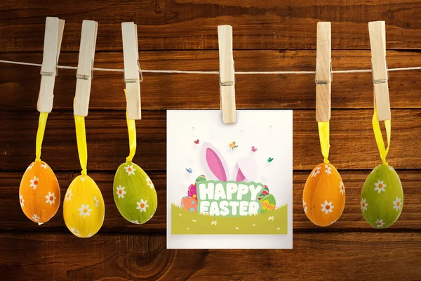 Happy easter graphic against  planks — Stock Photo, Image