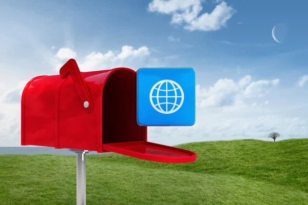 Złożony obraz czerwony e-mail Postbox — Zdjęcie stockowe