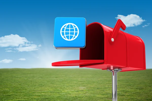 Sammansatt bild av röd e-postbox — Stockfoto