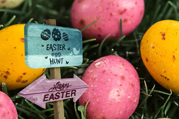 Easter egg hunt sign — Stock Photo, Image