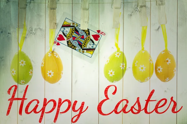 Feliz Pascua contra los huevos de Pascua — Foto de Stock