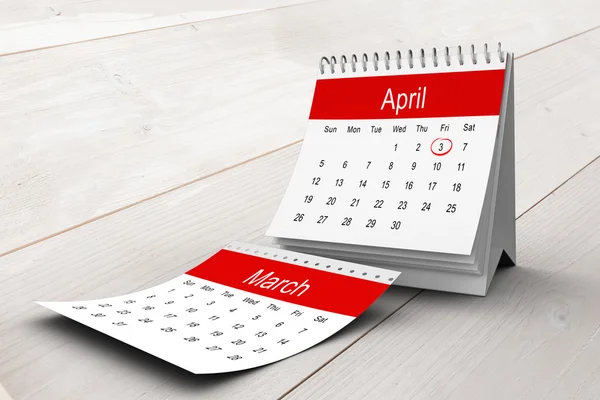 Composite image of april calendar — Stock Photo, Image