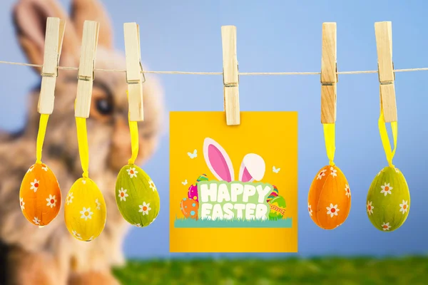 Šťastné Velikonoce grafika proti králíček — Stock fotografie