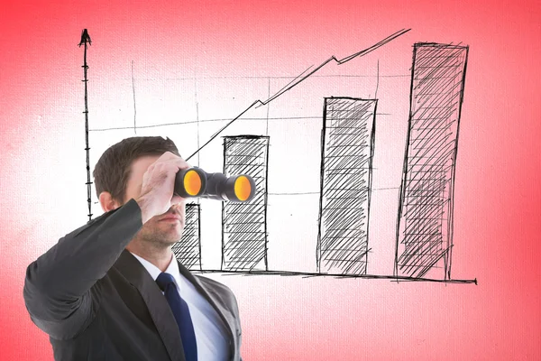 Businessman looking through binoculars — Stock Photo, Image