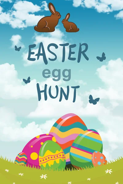 Easter egg hunt graphic against blue sky — Stock Photo, Image