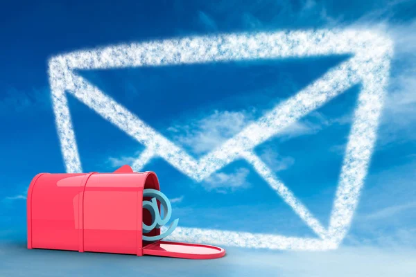 Složený obraz červená elektronická poštovní schránka — Stock fotografie