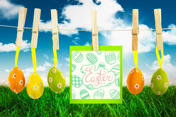 Happy easter graphic against field — Stock Photo, Image