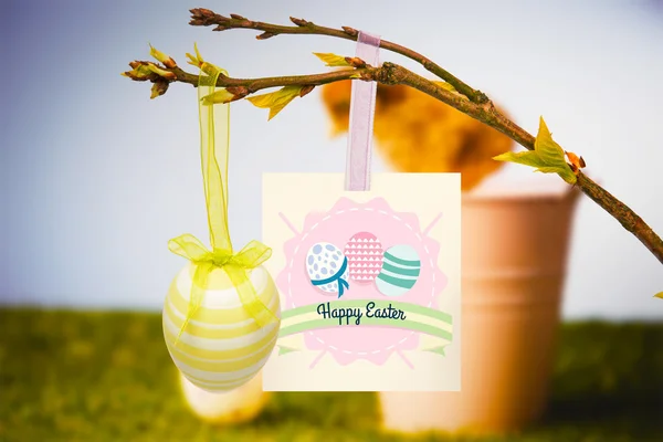 Happy easter graphic against chick — Stock Photo, Image