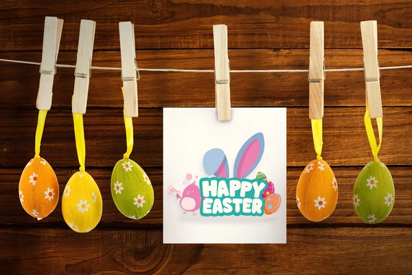 Happy easter afbeelding tegen planken — Stockfoto