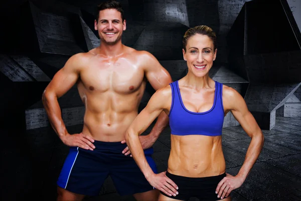 Composite image of bodybuilding couple — Stock Photo, Image