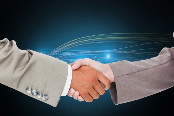 Composite image of side view of shaking hands — Stock Photo, Image