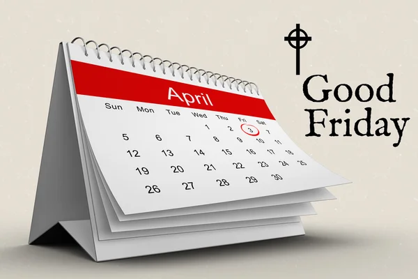 Cross with good friday and calendar — Stock Photo, Image