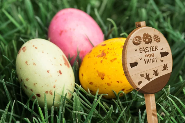 Easter egg hunt sign — Stock Photo, Image