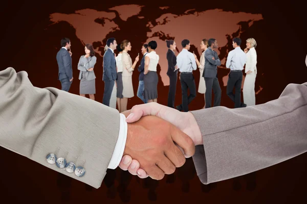Composite image of side view of shaking hands — Stock Photo, Image