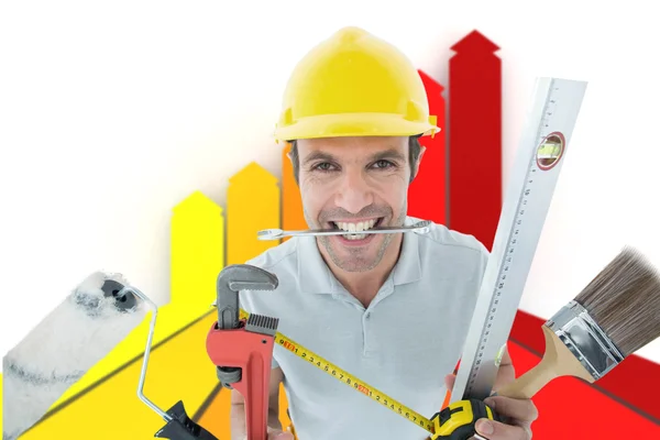 Worker with various equipment — Stock Photo, Image