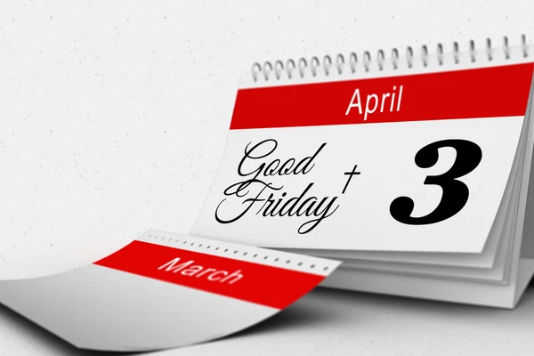 Kruis met goede vrijdag en kalender — Stockfoto