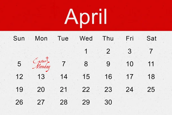 Segunda-feira de Páscoa no calendário — Fotografia de Stock