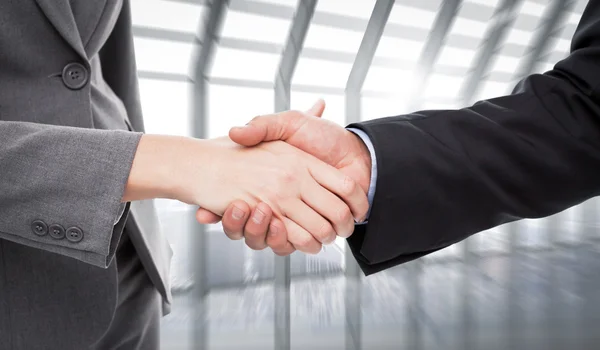 Two businesspeople shaking their hands — Stock Photo, Image