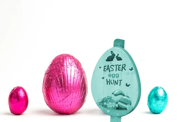 Easter egg hunt sign — Stock Photo, Image