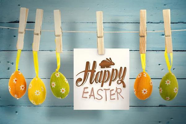 Happy easter graphic and eggs — Stock Photo, Image