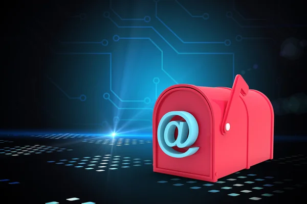 Imagem composta de caixa de correio de e-mail vermelho — Fotografia de Stock