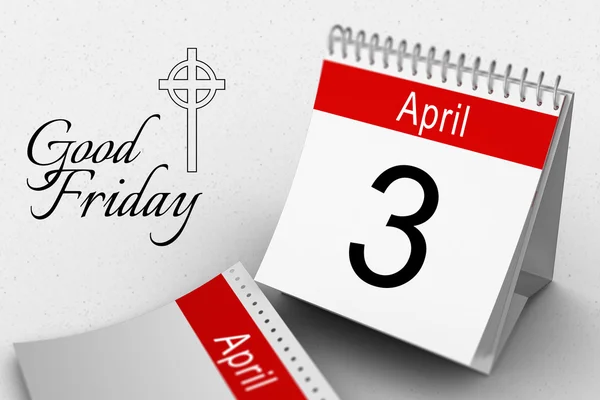 Cross with good friday and calendar — Stock Photo, Image