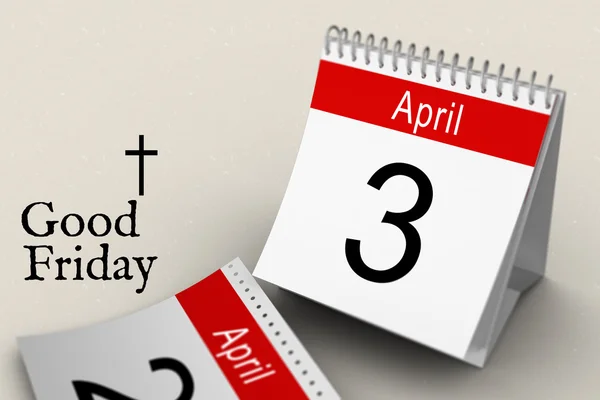 Cross with good friday and calendar — Stock Photo, Image