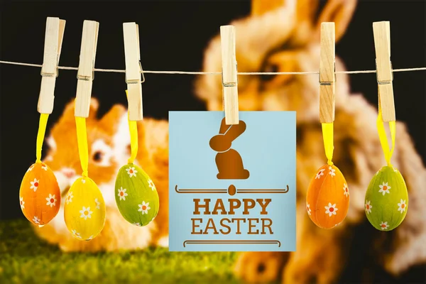 Happy easter afbeelding tegen konijn — Stockfoto