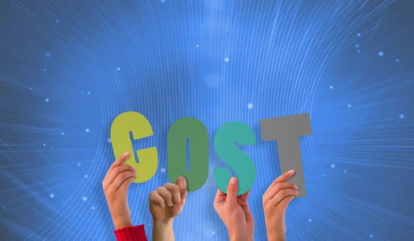 Hands holding up cost — Stock Photo, Image