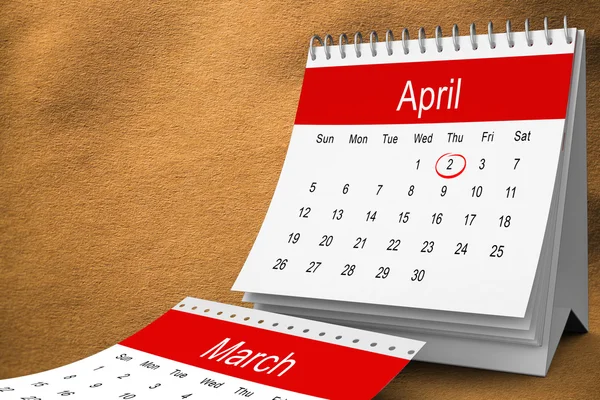 Április calendar kompozit kép — Stock Fotó