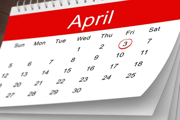 Composite image of april calendar — Stock Photo, Image