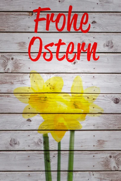 茎を持つ水仙に対して Frohe ostern — ストック写真