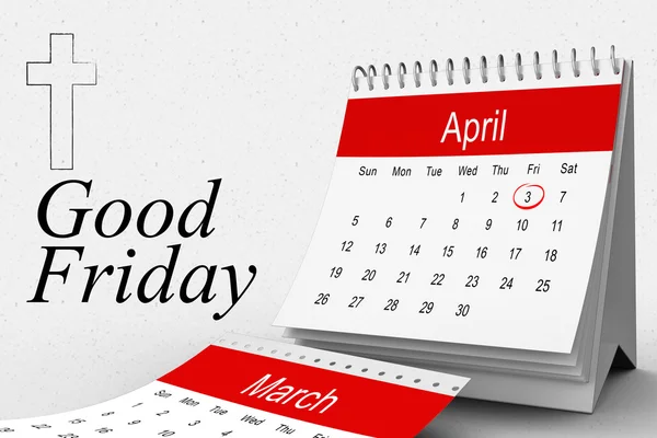 Cross with good friday and calendar — Stock Photo, Image