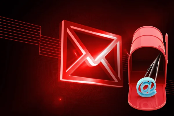 Złożony obraz czerwony e-mail Postbox — Zdjęcie stockowe