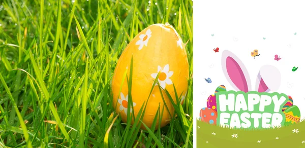 Huevo de Pascua naranja en la hierba —  Fotos de Stock