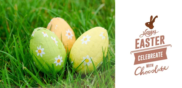 Happy easter afbeelding tegen paaseieren — Stockfoto