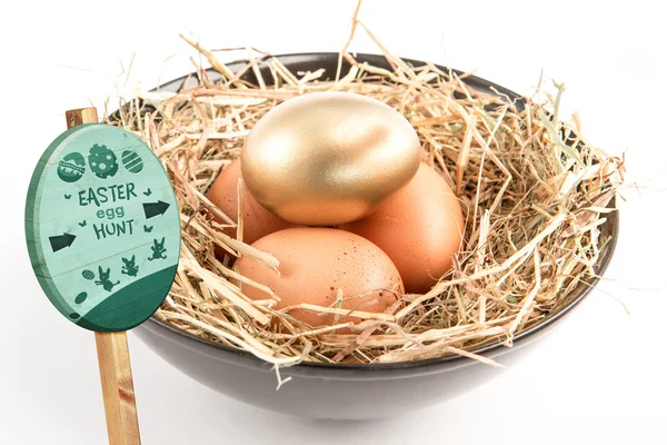 Sinal de caça de ovo de Páscoa — Fotografia de Stock
