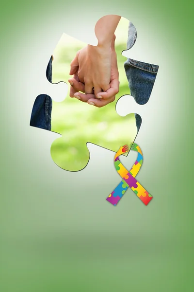 Composite image of two friends holding hands — Stock Photo, Image