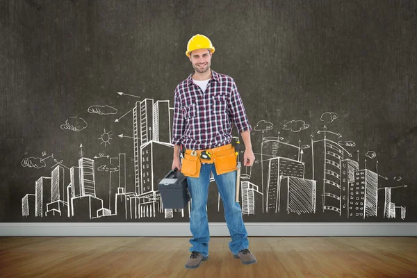 Male hanyman carrying toolbox — Stock Photo, Image