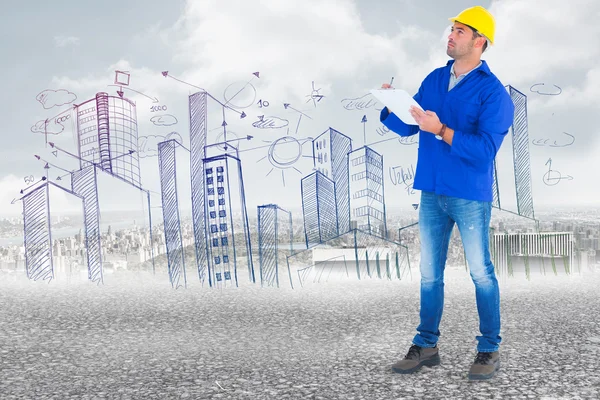 Manual worker looking up — Stock Photo, Image