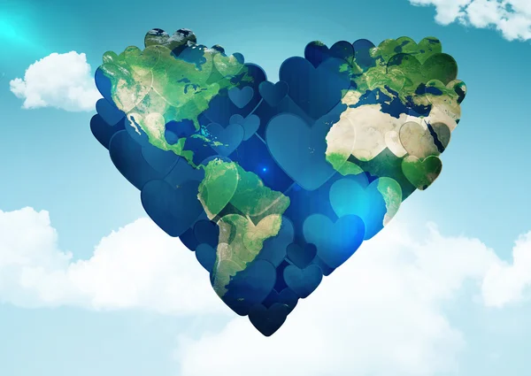 Obraz kompozytowy o kształcie serca ziemi — Zdjęcie stockowe