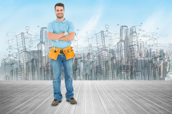 Happy repairman standing arms crossed — Stock Photo, Image