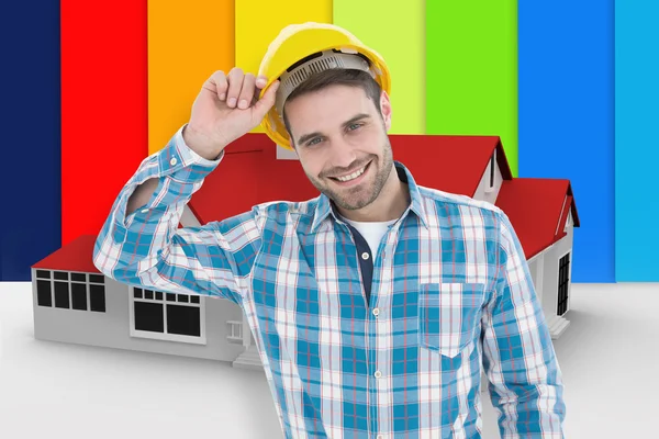 Male technicial wearing hard hat — Stock Photo, Image